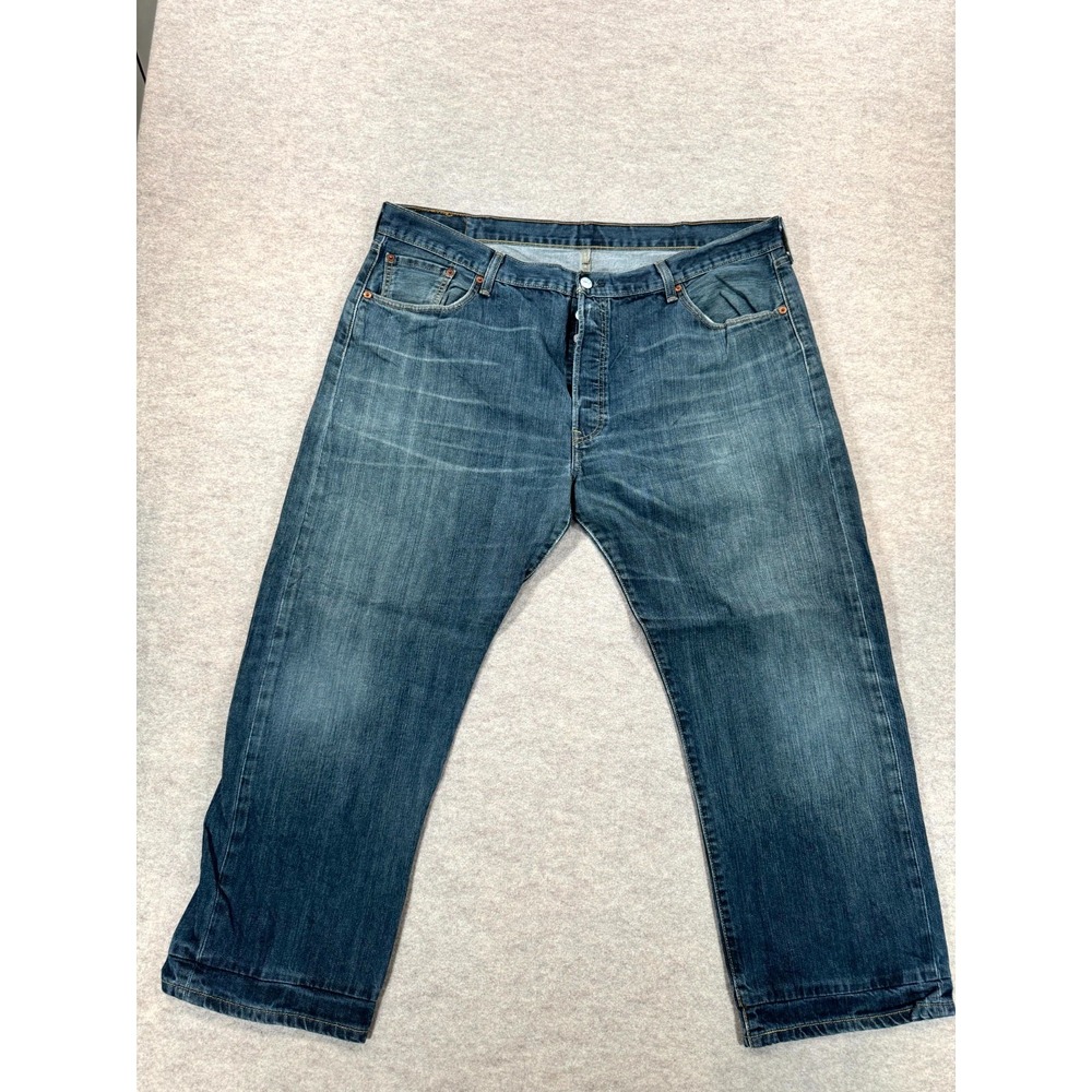 Levis 501 Relaxed Fit Original Jeans Mens 42x32 Blue Denim Straight Leg Casual